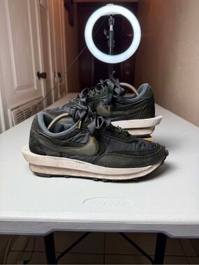 Nike LD Waffle Sacai Black Nylon Athletic Shoes Mens Sz 10.5